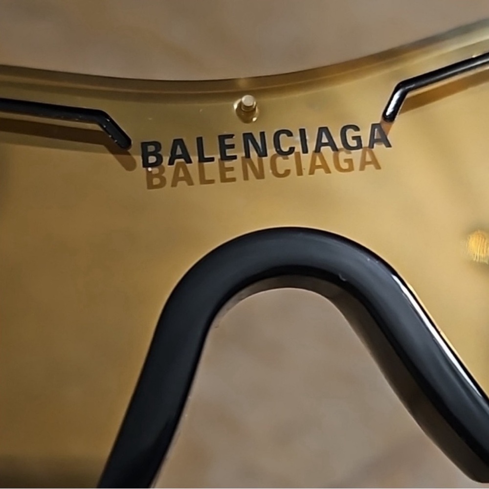 Balenciaga Gold color 65MM Oversized Shield Sunglasses - Picture 3 of 3